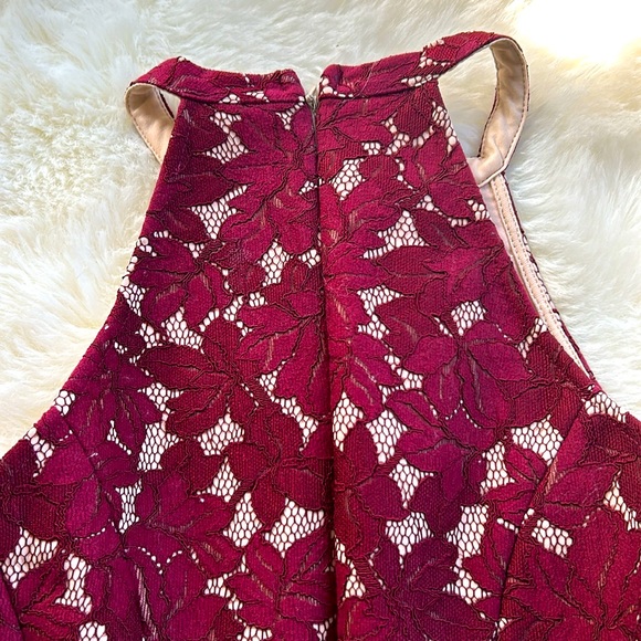 Altar’d State Cranberry Brocade Floral Mini Holiday Dress Size M - Picture 3 of 10